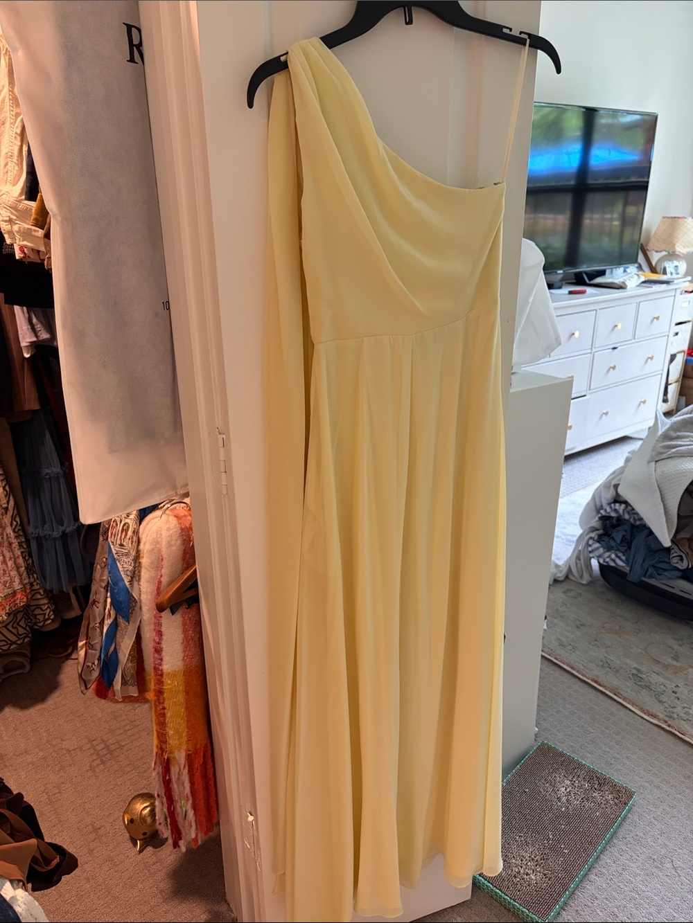 Birdy Grey Pale Yellow One-Shoulder Maxi Dress
